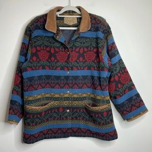 Vintage Woolrich Carpet Jacket Coat Tapestry Floral Western Aztec Wool Large